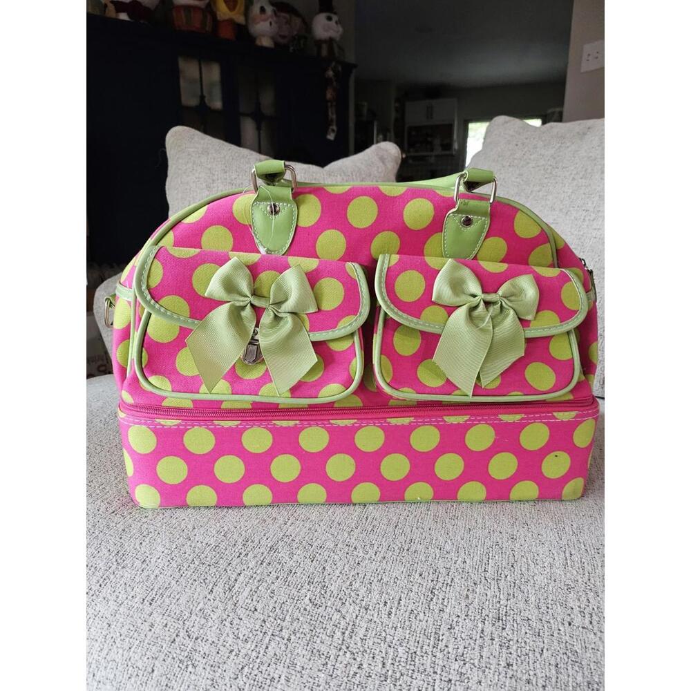 Girls Dance Accessory Bag Ballet Dress Luggage Overnight Pink Green Polkadot